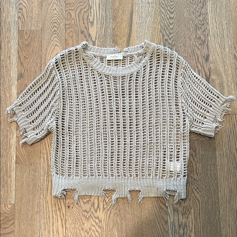 Mello Beige Open-Knit Women's Sweater